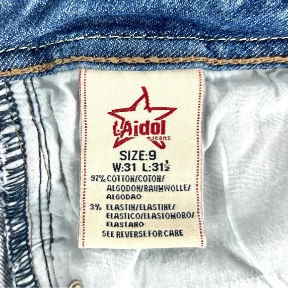 LA Idol USA Leopard Pocket Rhinestone Studded Medium Wash Skinny Jeans - Picture 6 of 9